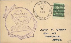 Naval Ship Cancel Cover USS MINDORO CVE120 1950 Postcard