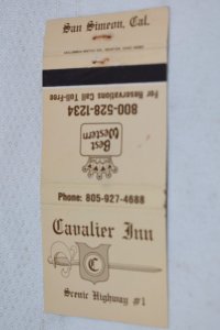 Cavalier Inn San Simeon California Sword 30 Rear Strike Matchbook Cover