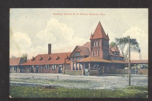 SAGINAW MICHIGAN CENTRAL RAILROAD DEPOT TRAIN STATION VINTAGE POSTCARD