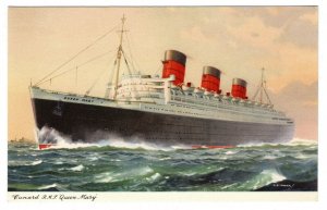 Vintage Cunard R. M. S. Queen Mary Ship Postcard - Unused Printed in England