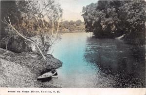 CANTON SOUTH DAKOTA SCENE ON SIOUX RIVER POSTCARD c1910