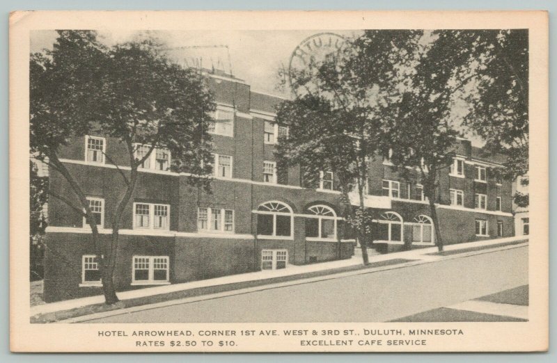 Duluth MN~Hotel Arrowhead~1st Ave W & Third Street~Cafe~c1950 Sepia Artvue  