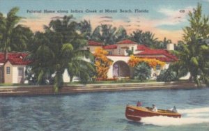 Florida Miami Beach Palatial Home Along Indian Creek 1953