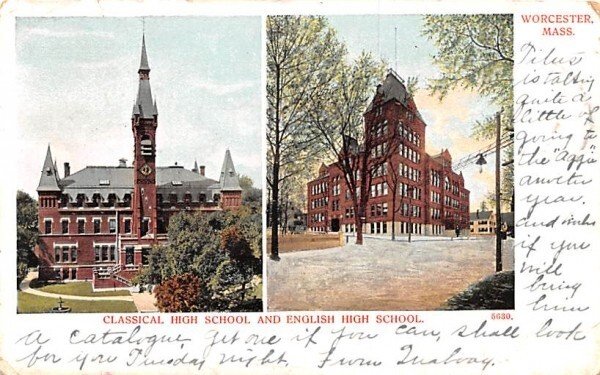 Classical High School in Worcester, Massachusetts and English High School.