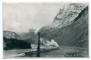 Railroad Train Mountain Stephen Field British Columbia Canada postcard