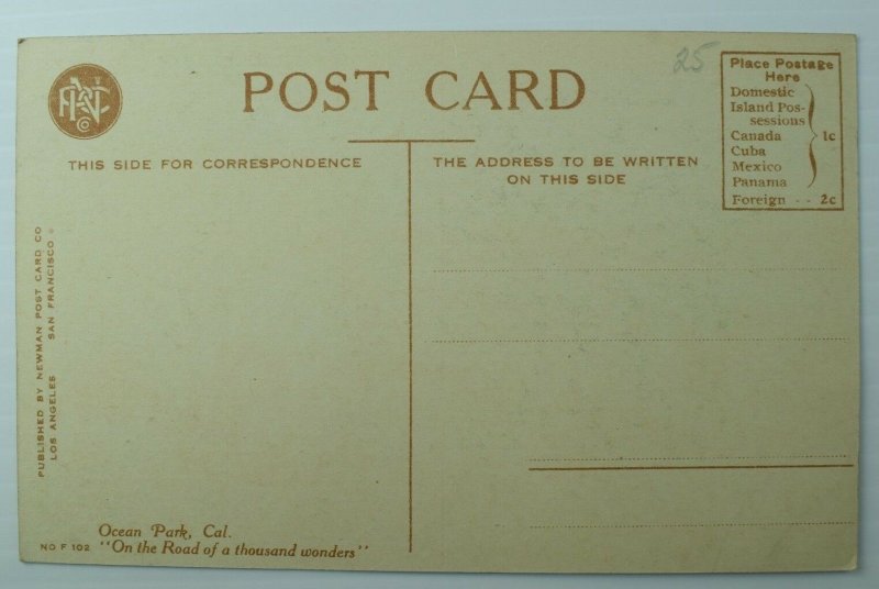 C.1905-10 Auditorium Beach Ocean Park, CA Vintage Postcard P88