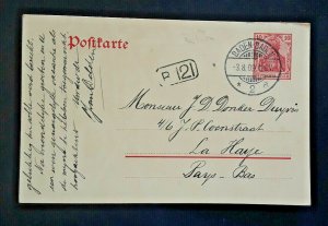 1909 Baden Baden Germany To The Hague Netherlands Pays Bas Vintage Postcard