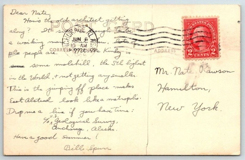 RPPC  Mt. McKinley  Alaska Postcard  Bill Spurr Geological Survey  1928