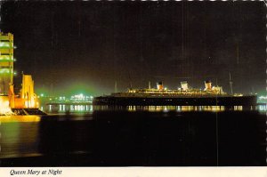 Queen Mary At Night, Seen From The Long Beach Waterfront  