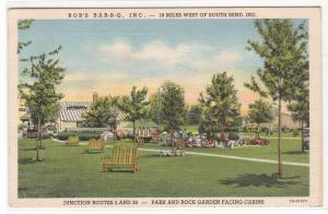 Park Rock Garden Bob's Bar-B-Q Rolling Prairie Indiana 1940 postcard