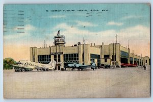 Detroit Michigan MI Postcard Detroit Municipal Airport Exterior Building c1940