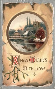 Christmas Wishes With Love Holiday Special Greetings Vintage Postcard c1910