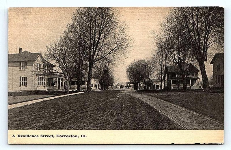 FORRESTON, IL Illinois ~ Residential STREET SCENE c1910s Ogle County Postcard