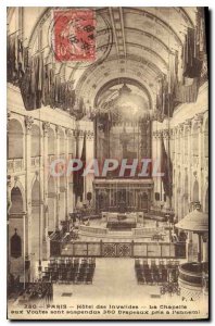 Postcard Old Paris Hotel des Invalides La Chapelle aux Vaults hang 60 flags t...