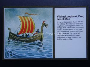 Isle of Man VIKING LONGBOAT BOATS at PEEL AD798 c1970's PC by Photo Precision