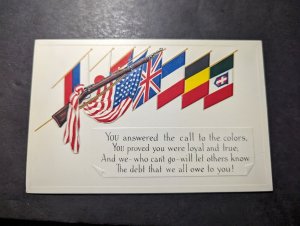 Mint USA Patriotic Military Postcard Rifle Poem Soldier Flags