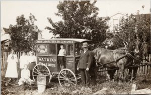 Watkins Remedies Medicine Children Man Women Wagon Horses RPPC Postcard G41