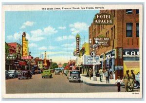 c1940's The Main Stem Fremont Street Las Vegas Nevada NV Unposted Cars Postcard