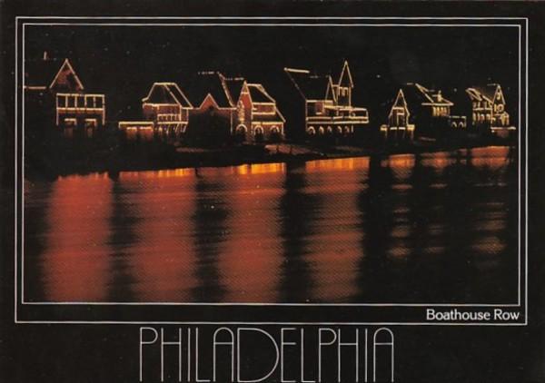 Pennsylvania Philadelphia Boathouse Row On Schuykill River At Night