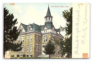 Postcard  High School Beloit Kansas c1908 Postmark