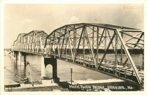MO, Hannibal, Missouri, Mark Twain Bridge, RPPC