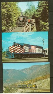 Lot of 6 1970's USA Railroad Locomotive Color Postcards Unposted