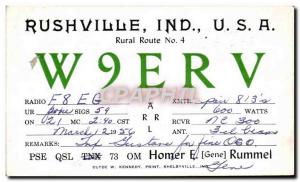 Old Postcard Telegraphie W9ERV Rushville Ind Rural Route