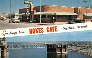 OGALLALA, Nebraska NE ~ HOKES CAFE~Henry Geisert  ROADSIDE 50's Cars  Postcard