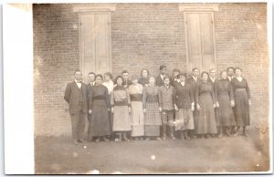 Teenagers Dressed Up For Picture Day in Front of School, Photo, Vintage Postcard