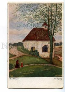 497605 Hans METZGER Kirchgang Rural Church GERMANY Village Vintage postcard