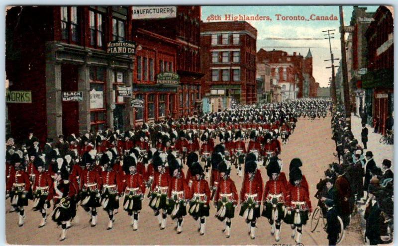 TORONTO, ONTARIO Canada  Street Scene 48th HIGHLANDERS Parade 1913  Postcard