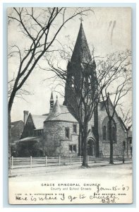 Grace Episcopal Church County School Streets New Bedford Massachusetts Postcard 