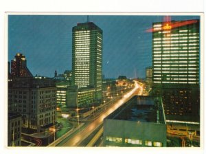 Saint-Cyrille Boulevard At Night, Skyscrapers, Quebec City, Chrome Postcard