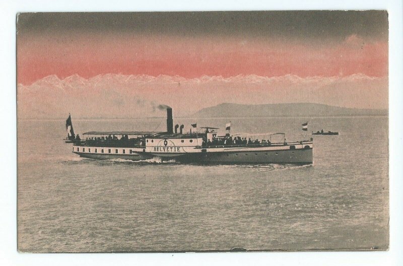 Postcard Steamer Helvetie Bateau a Vapeur Sur le Lac De Neuchatel VPC1.