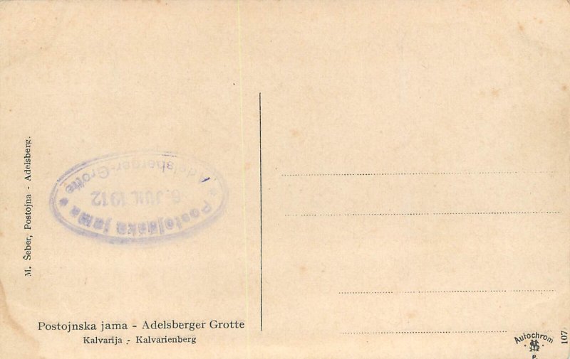 Slovenia Postojna Cave interior postcard official cancel 1912