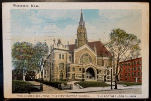 Vintage Postcard 1929 The Brotherhood Church, Worcester, Massachusetts (MA)