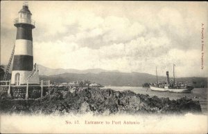 Port Antonio Jamaica Lighthouse Steamer c1910 Vintage Postcard