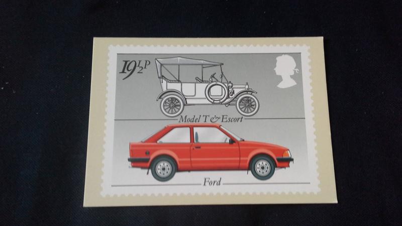 Post Office PHQ Stamp Card British Motor Cars (Ford Model T & Escort) 19 1/2p