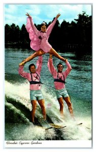 CYPRESS GARDENS, Florida FL ~ Water Skiers ADAGIO TEAM Acrobatic 1980 Postcard