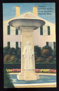 Plymouth, Massachusetts/MA Postcard, Pilgrim Mother's Fountain, 1955!