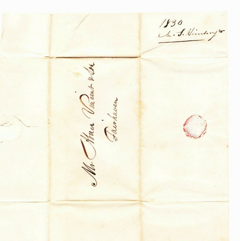 1830 wine receipt – Macomber, Sawin & Hunting to Abner Vincent & Son Fairhaven