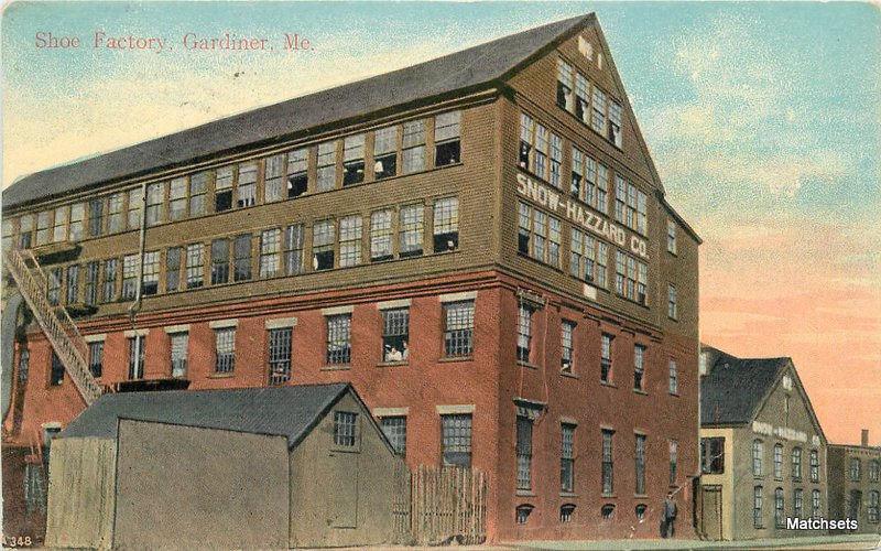 1911 GARDINER, MAINE Shoe Factory Mason Bros postcard 6442