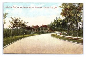 Postcard Valentine Road At The Intersection Of Roanoake Kansas City Mo. Missouri