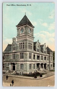 Post Office, Manchester NH New Hampshire, Antique Postcard  P9