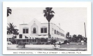 HOLLYWOOD, FL Florida ~ MAC-FRAN HOTEL c1940s Broward County Roadside Postcard