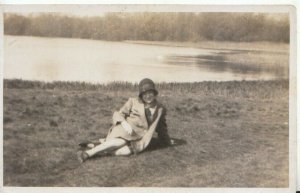 Ancestors Postcard - Real Photo of Lady Called Florrie Sitting By a Lake TZ12318