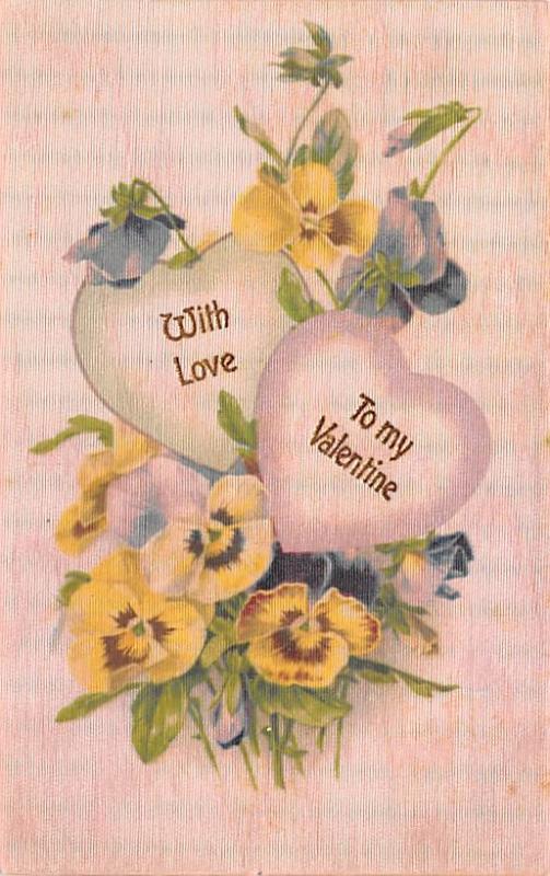 Valentines Day Post Card Old Vintage Antique Postcard Silk Material writing o...