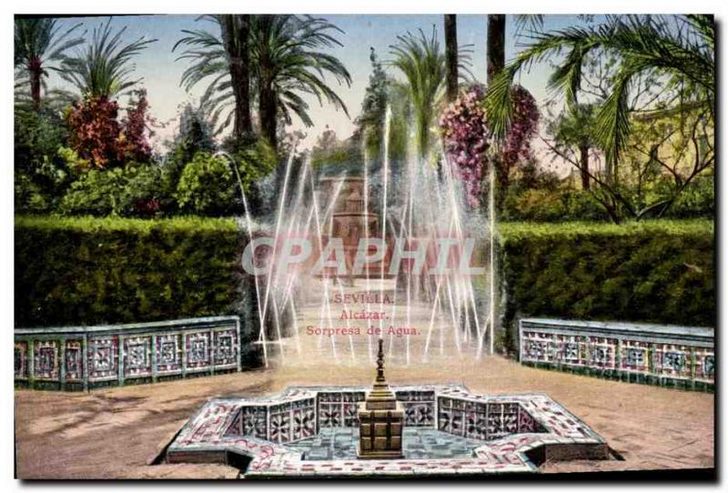 Old Postcard Sevilla Alcazar Sorpresa de Agua