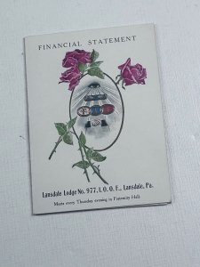 Masonic Lansdale PA Lodge No 977 I.O.O.F. Financial Statement 1916-17