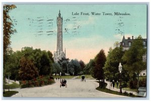 Milwaukee Wisconsin WI Postcard Lake Front Water Tower Park Scene 1913 Vintage